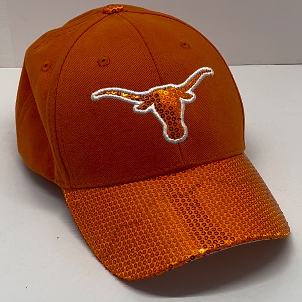 Womens NCAA Texas Longhorns sequin bill adjustable strap baseball